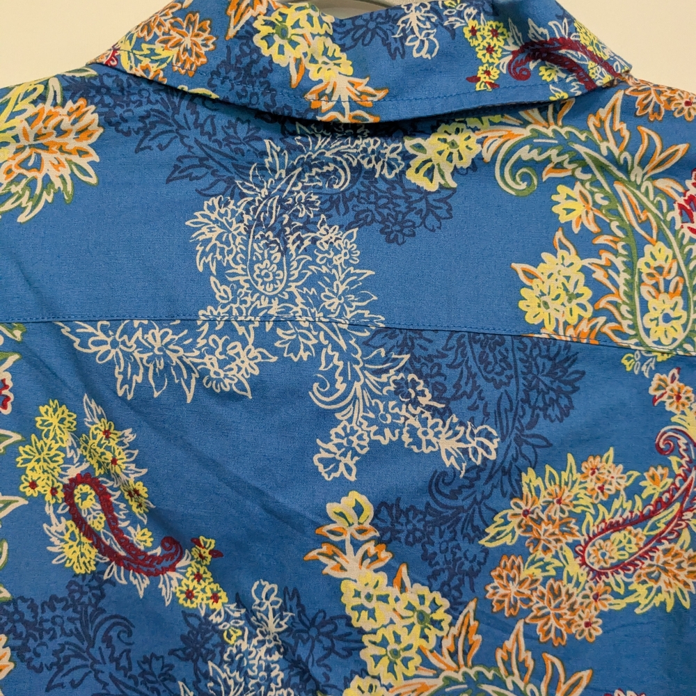 NWT Houston White Floral Blue Men's Longsleeved Shirt Sz S - Picture 8 of 12
